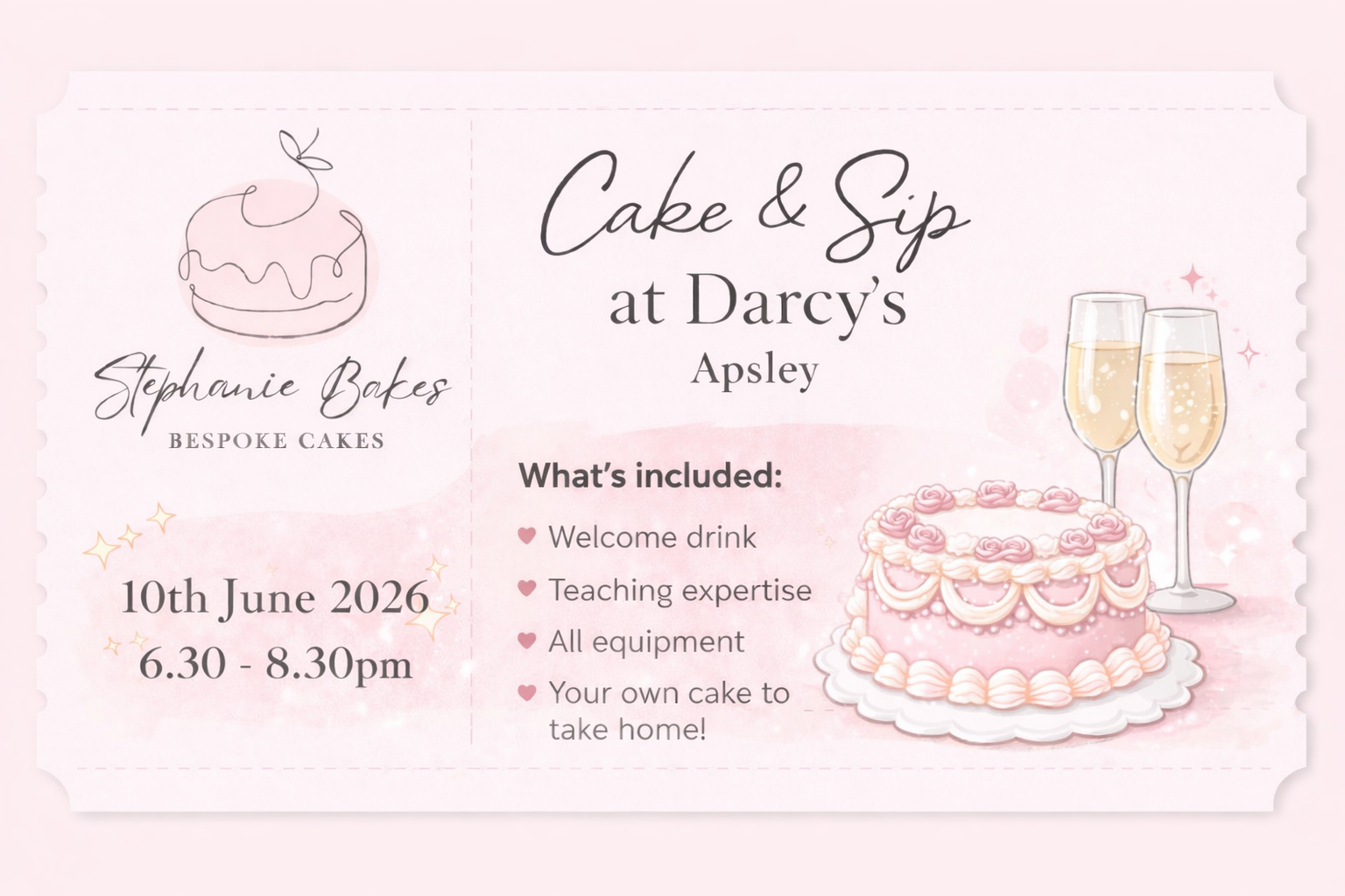 Cake & Sip Event Ticket 10th June 2026