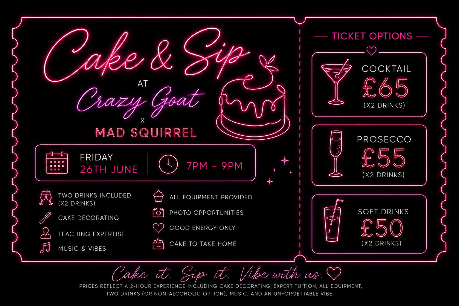Cake & Sip Event Ticket 26th June 2026